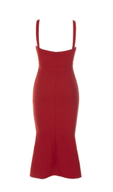 BANDAGE CUTOUT MIDI DRESS IN RED