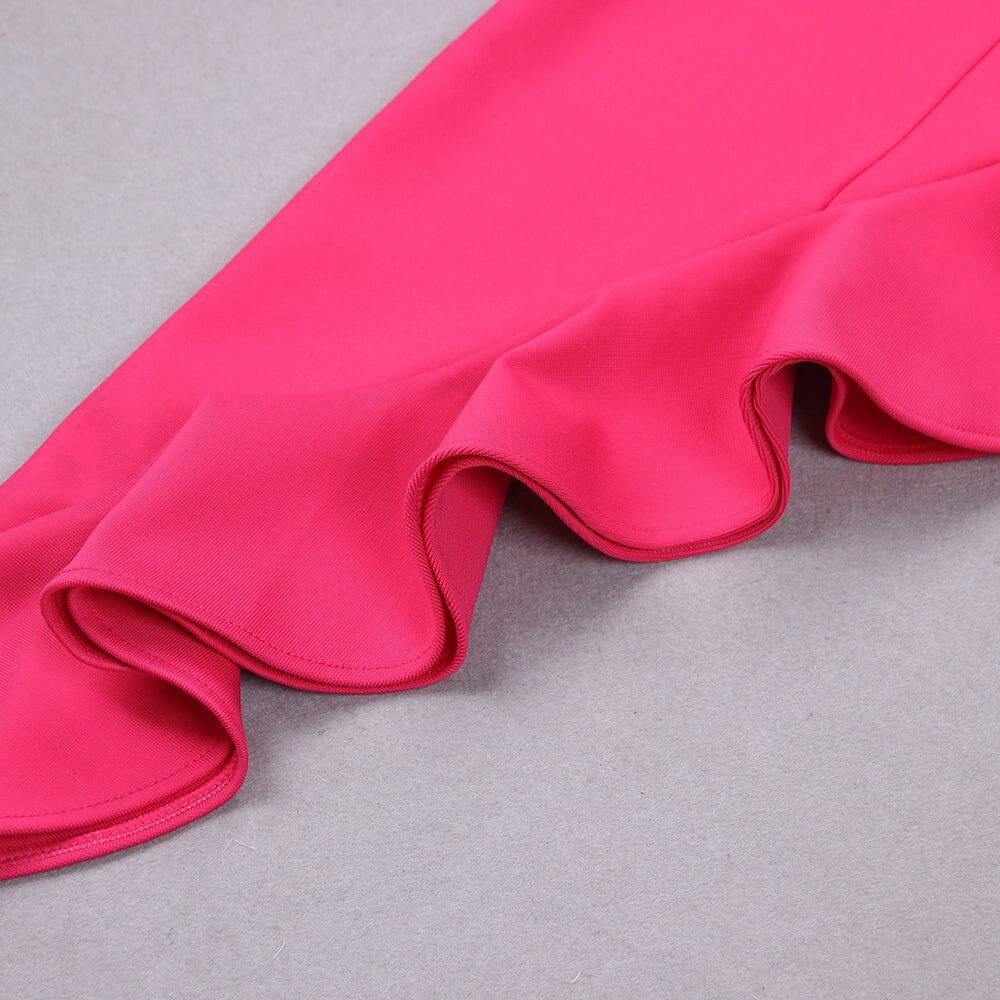 BANDAGE HALTER MIDI DRESS IN ROSE PINK