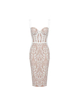 Finbar Patchwork Lace Bandage Dress In White