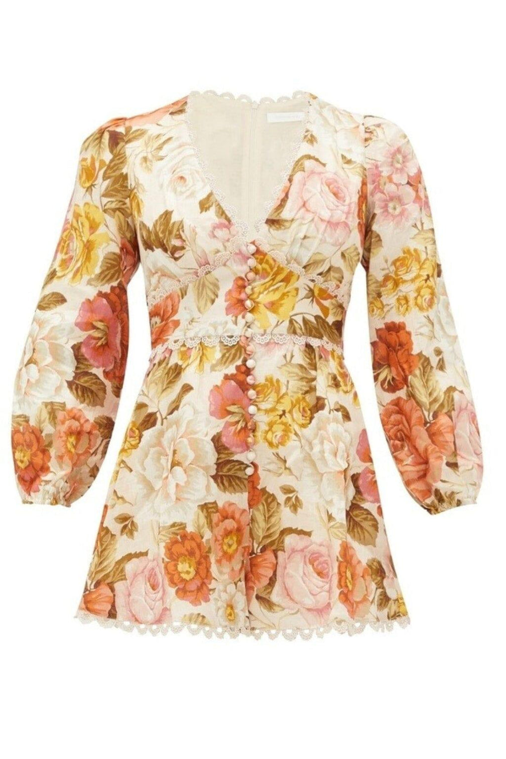 FLORAL-PRINT LINEN PLAYSUIT