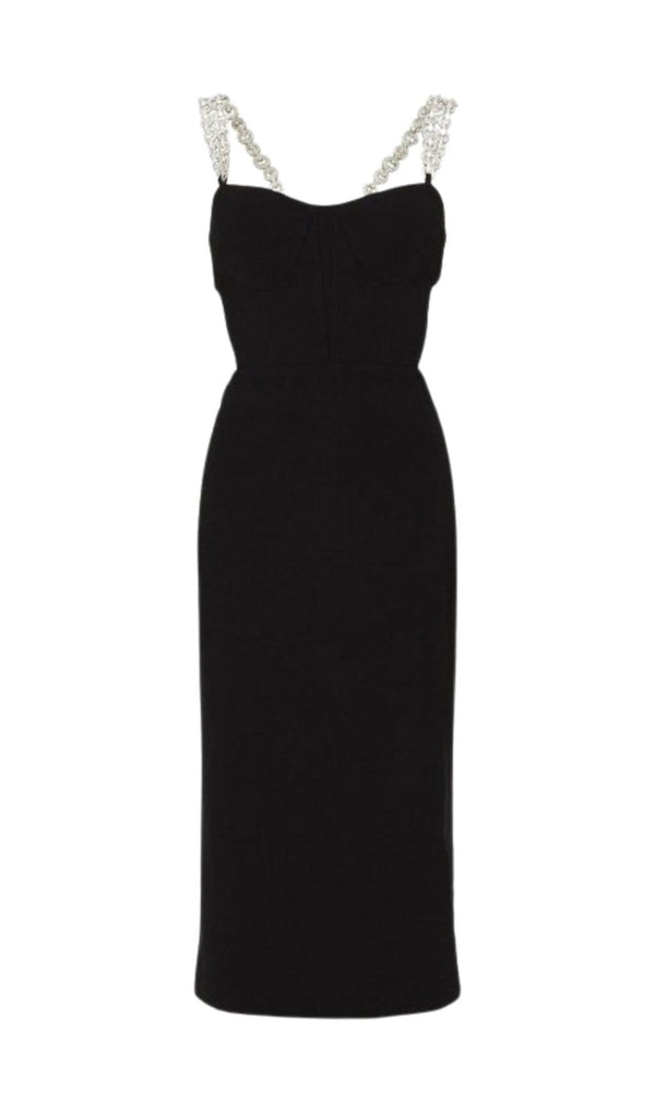 BANDAGE CUTOUT MIDI DRESS IN BLACK