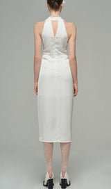 SATIN PEARL DECORATIVE DRESS IN WHITE