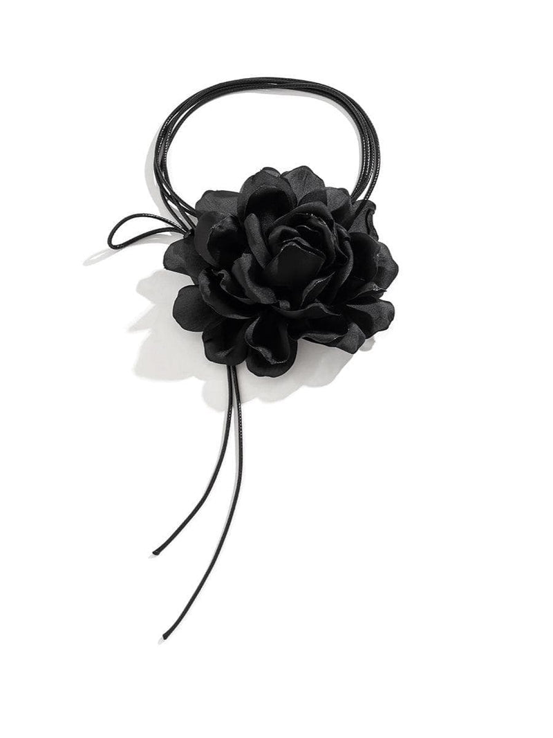 Rosie Black Flower Mesh Choker