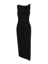 Hecate Flower Embellished Bandage Midi Dress In Black