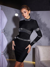 Callisto Long Sleeve Rhinestone Bandage Dress