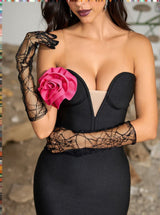 Livian Strapless Flower Bandage Dress