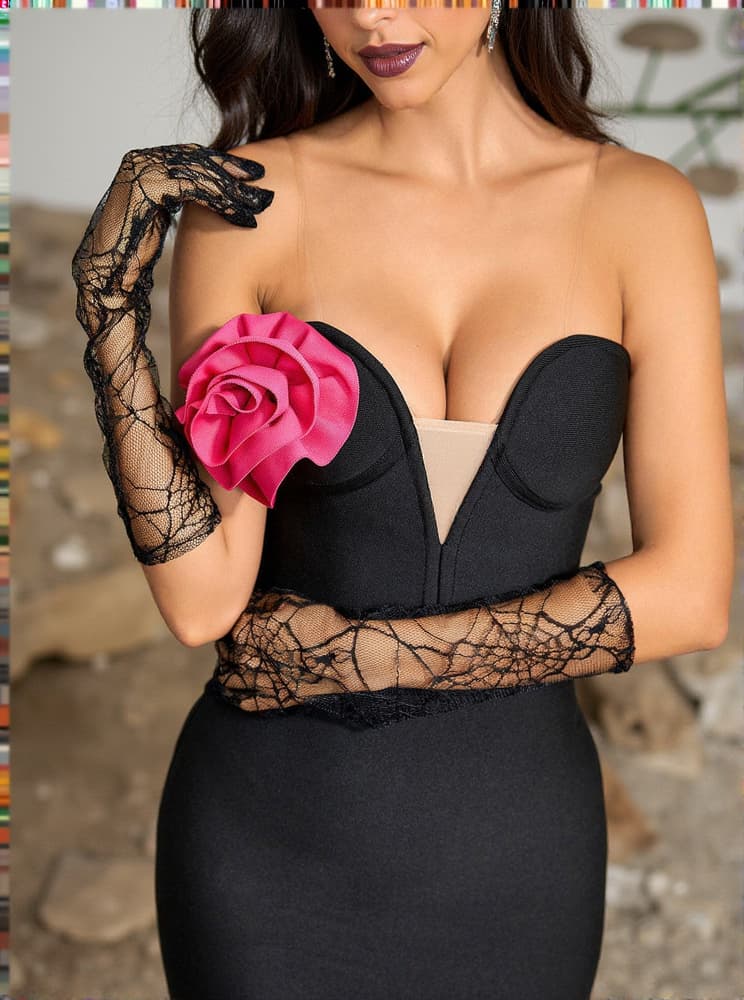 Livian Strapless Flower Bandage Dress