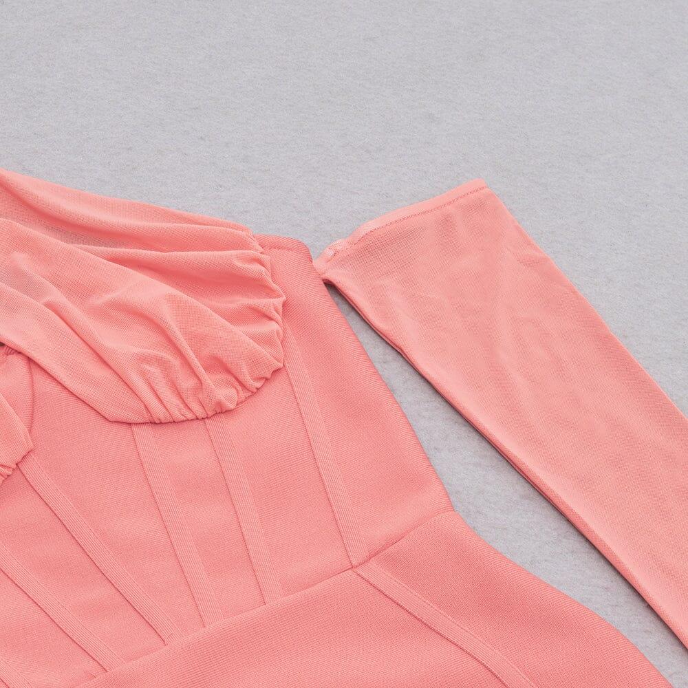BANDAGE MESH IRREGULAR STRAPS MINI DRESS IN PINK