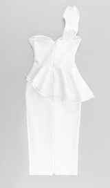 IRREGULAR FLOUNCES FROCK DRESS IN WHITE