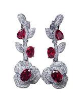 Rote Crystal Flower Drop Earrings