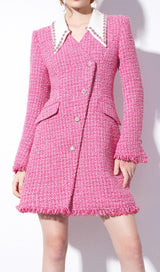 PINK HEAVY BEADED SMALL FRAGRANT WOOLEN JACKET