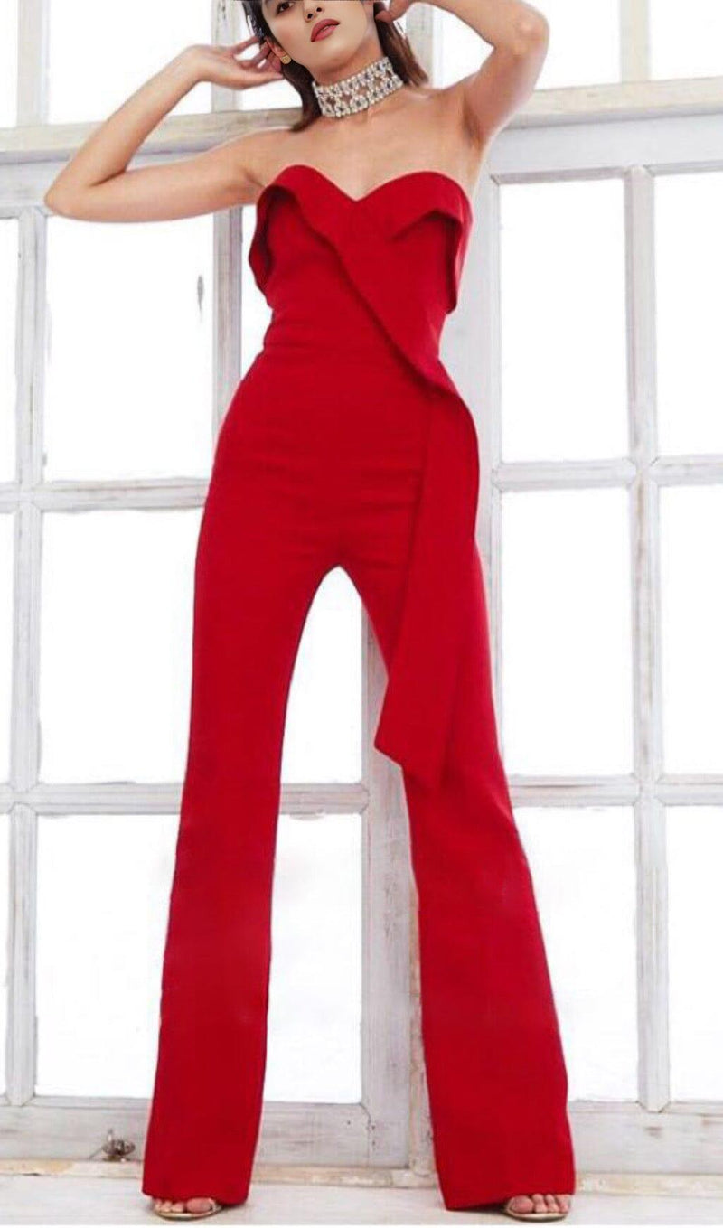 BANDEAU JUMPSUIT IN RED