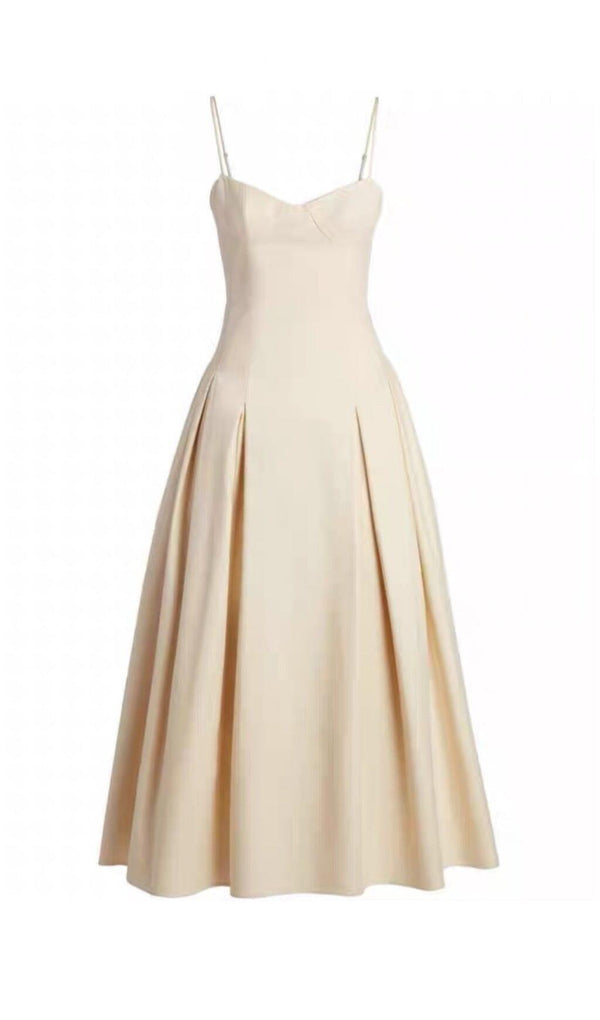 WAIST-TIGHTENING MAXI DRESS IN BEIGE