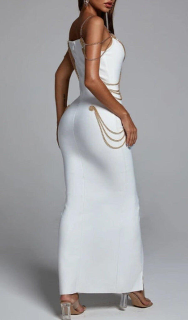 BANDAGE SWEETHEART SPLIT MAXI DRESS IN WHITE