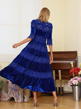 Altair Hollow Patchwork Velvet Dress