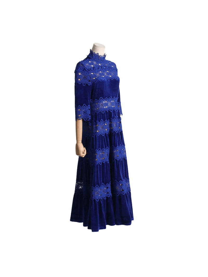 Altair Hollow Patchwork Velvet Dress