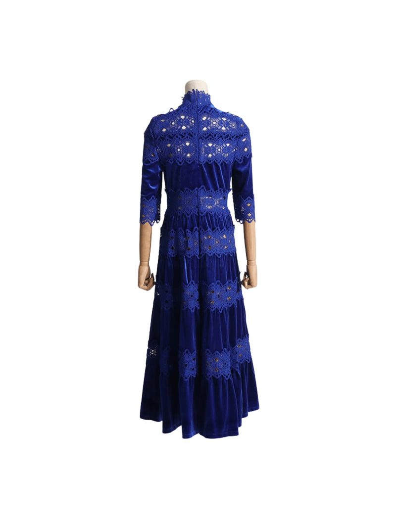 Altair Hollow Patchwork Velvet Dress