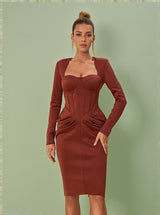 Noelani Long Sleeve Corset Midi Dress