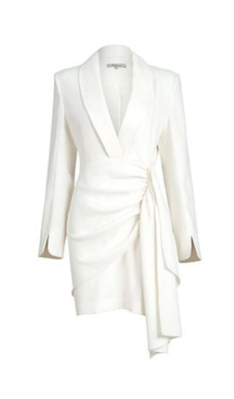 SUIT WRAP DRESS MINI DRESS IN WHITE 