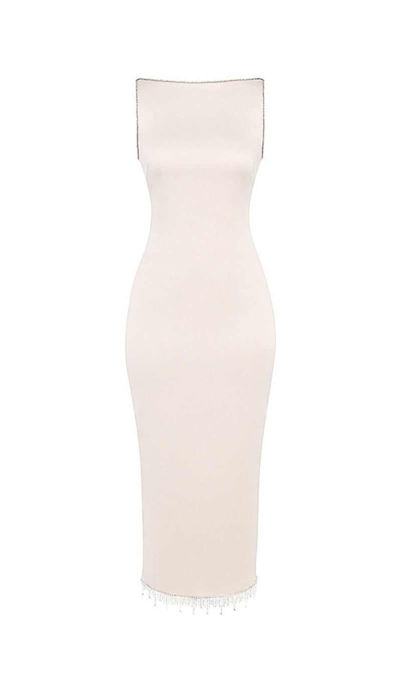 IVORY CRYSTALLISED MIDI DRESS