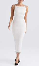 IVORY CRYSTALLISED MIDI DRESS