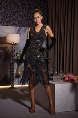 Boomer V Neck Fringe Sequin Dress