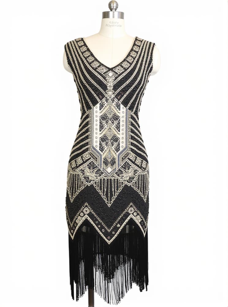 Boomer V Neck Fringe Sequin Dress