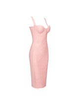 Finbar Patchwork Lace Bandage Dress In Pink