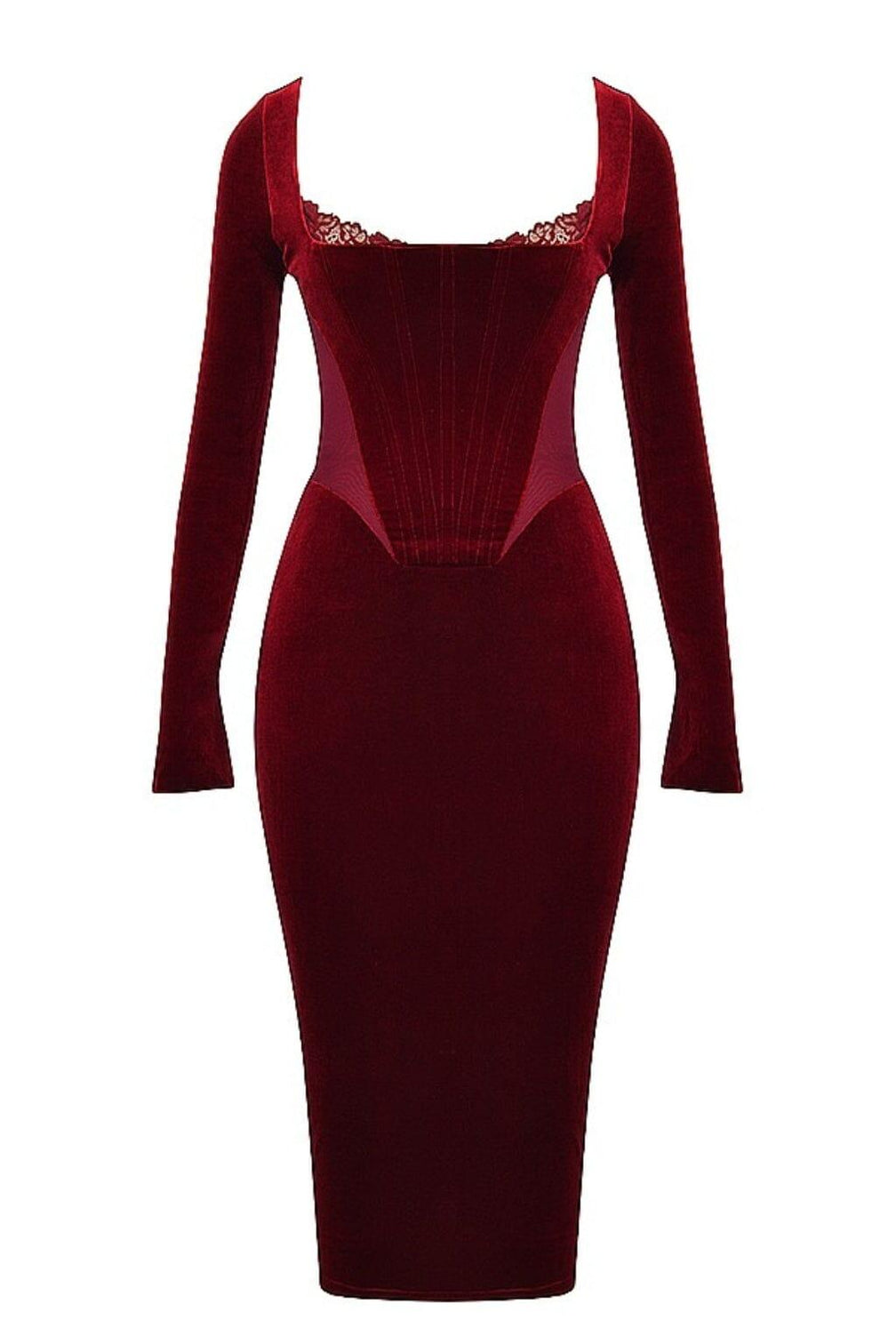 WINE VELVET CORSET DRESS