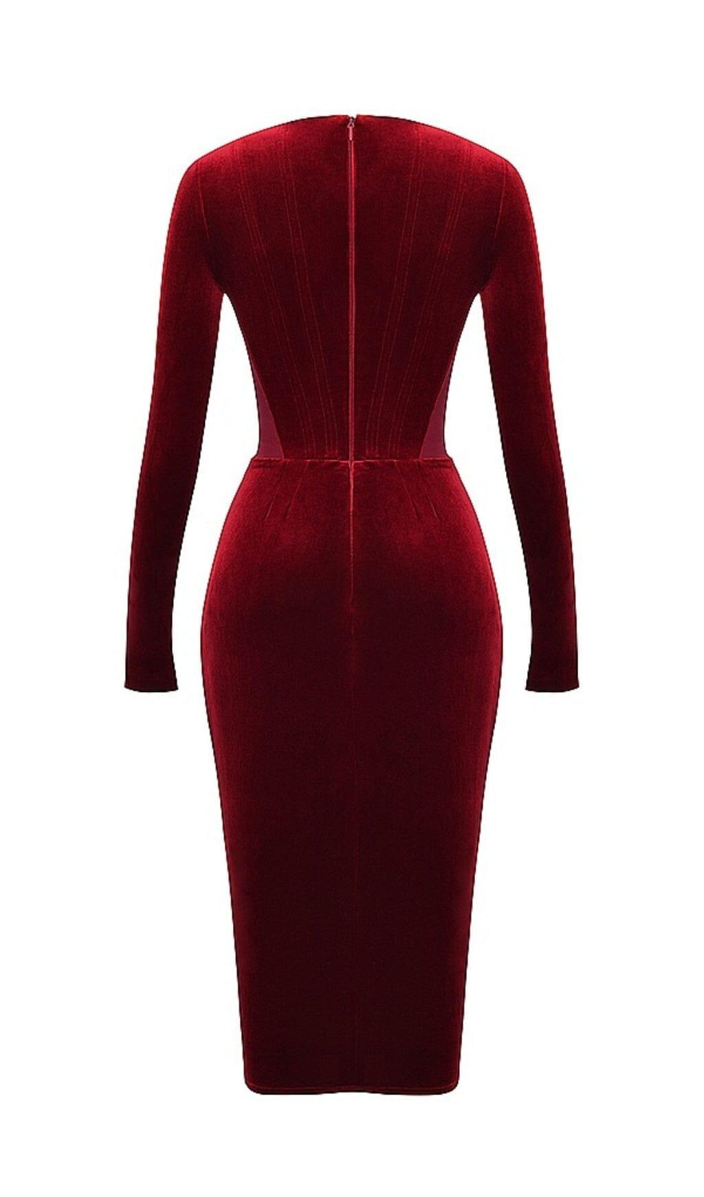 WINE VELVET CORSET DRESS