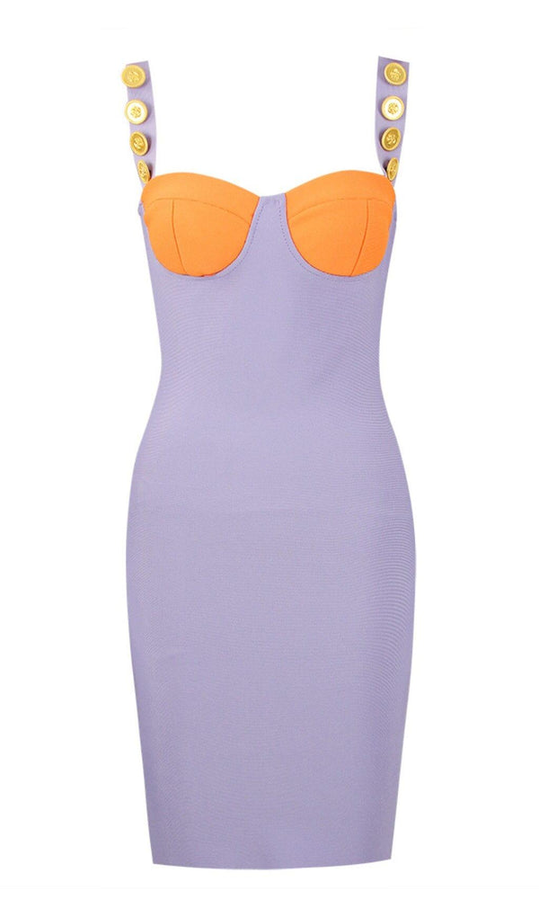 Purple Orange Bandage Mini  Dress