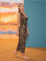 Jacopo Backless Leopard Printed Midi Dress