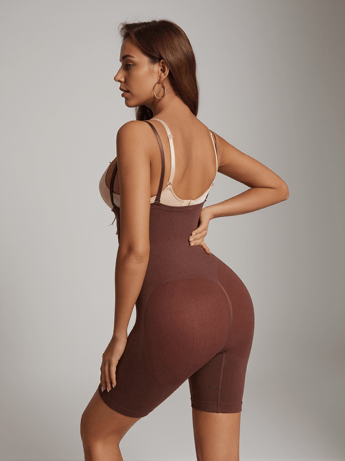 Manu Open Bust Shortie Bodysuit In Coffee