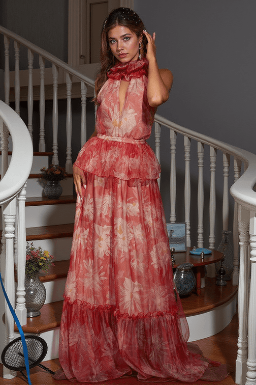 Pollux Halterneck Floral Maxi Dress