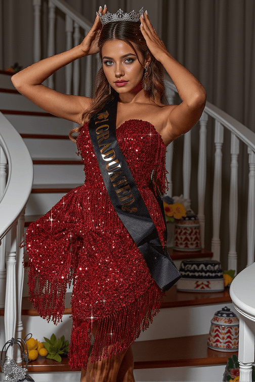 Sophie Strapless Bow Sequin Mini Dress