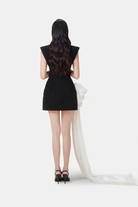 Shoulder Pad Black mini Dress
