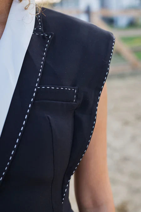 Shoulder Pad Black mini Dress