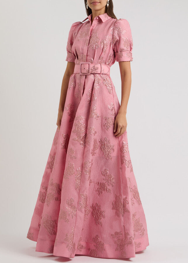 Annette floral embellished Button Gown in pink