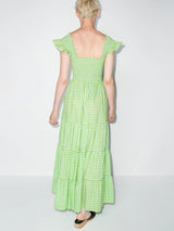 GREEN KENDAL GINGHAM PRINT COTTON MAXI DRESS