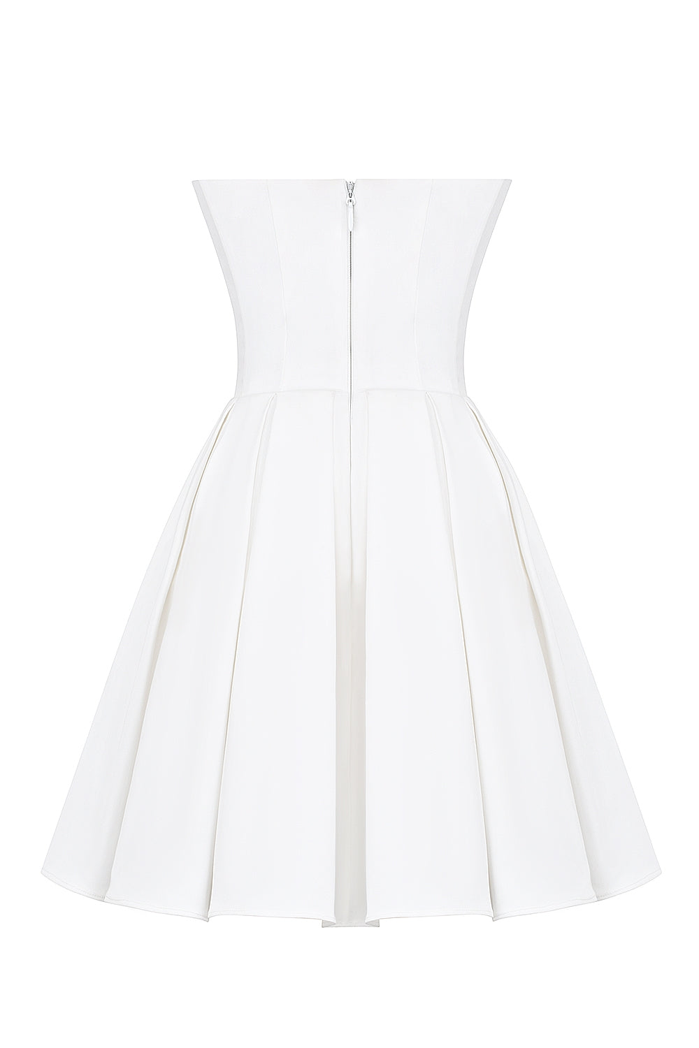 alyssa white strapless pleated mini dress