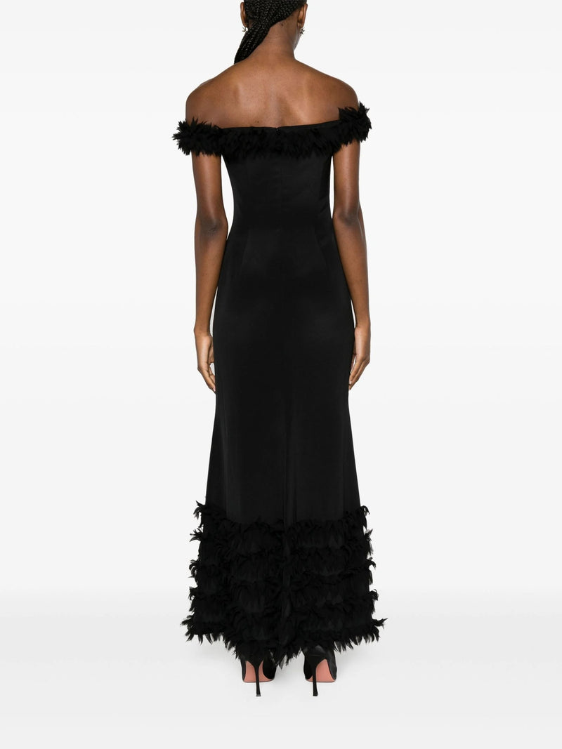 BLACK BOHDI APPLIQUÉD SILK GOWN