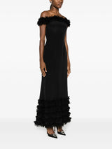 BLACK BOHDI APPLIQUÉD SILK GOWN