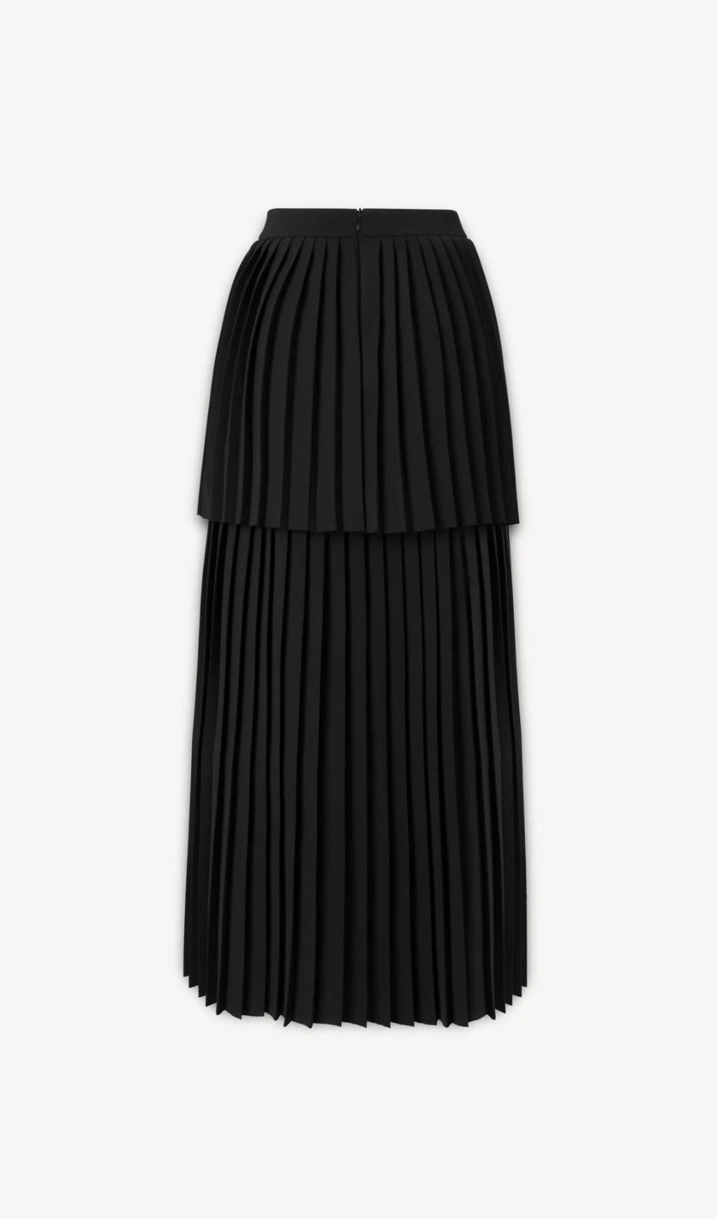 Sleeveless pleated layer skirt suit in black