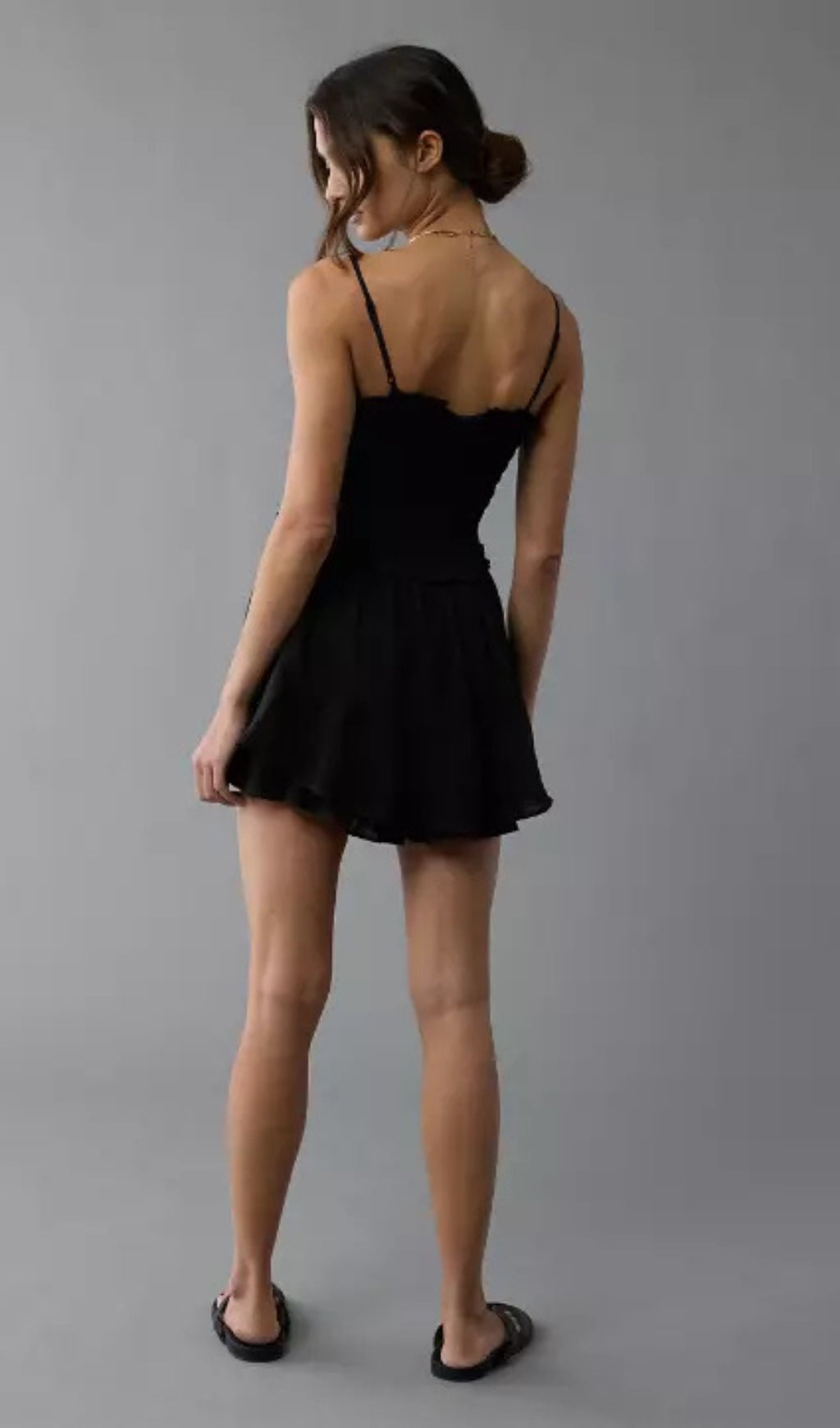 Ruffle Tiered Romper mini dress in black