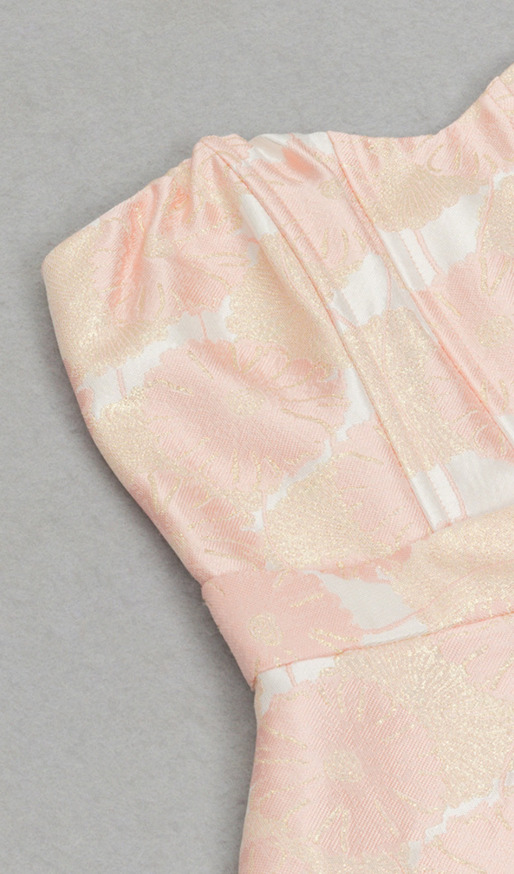 Floral Jacquard Bow - Belted Midi Dress in Light Pink