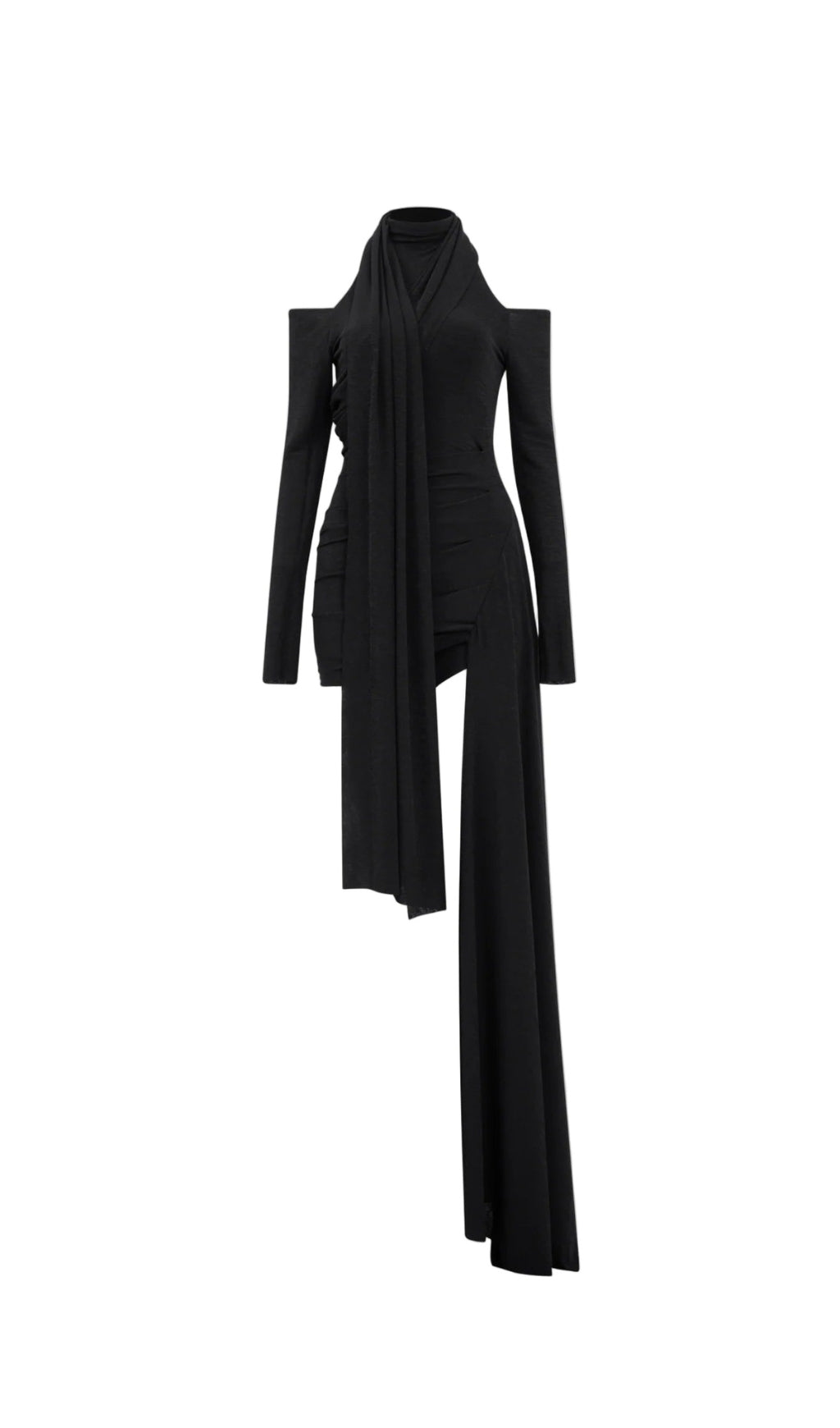 black Off-shoulder bodycon Mini Dress with Cape