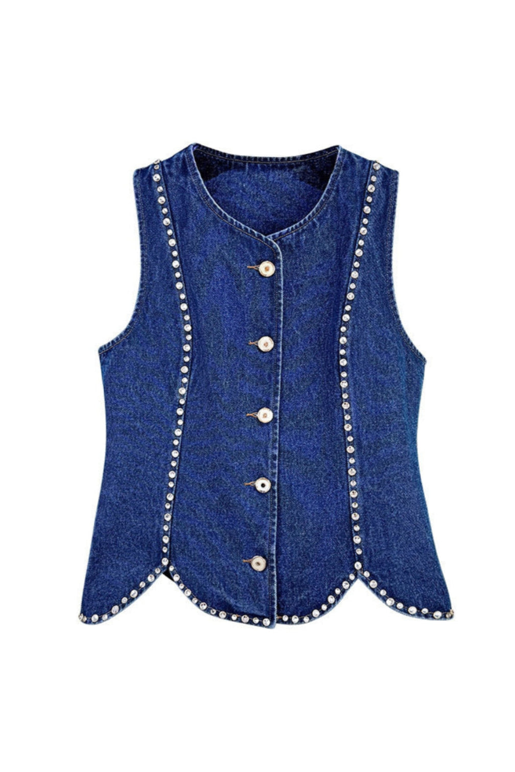 Rhinestone Denim Top in Blue