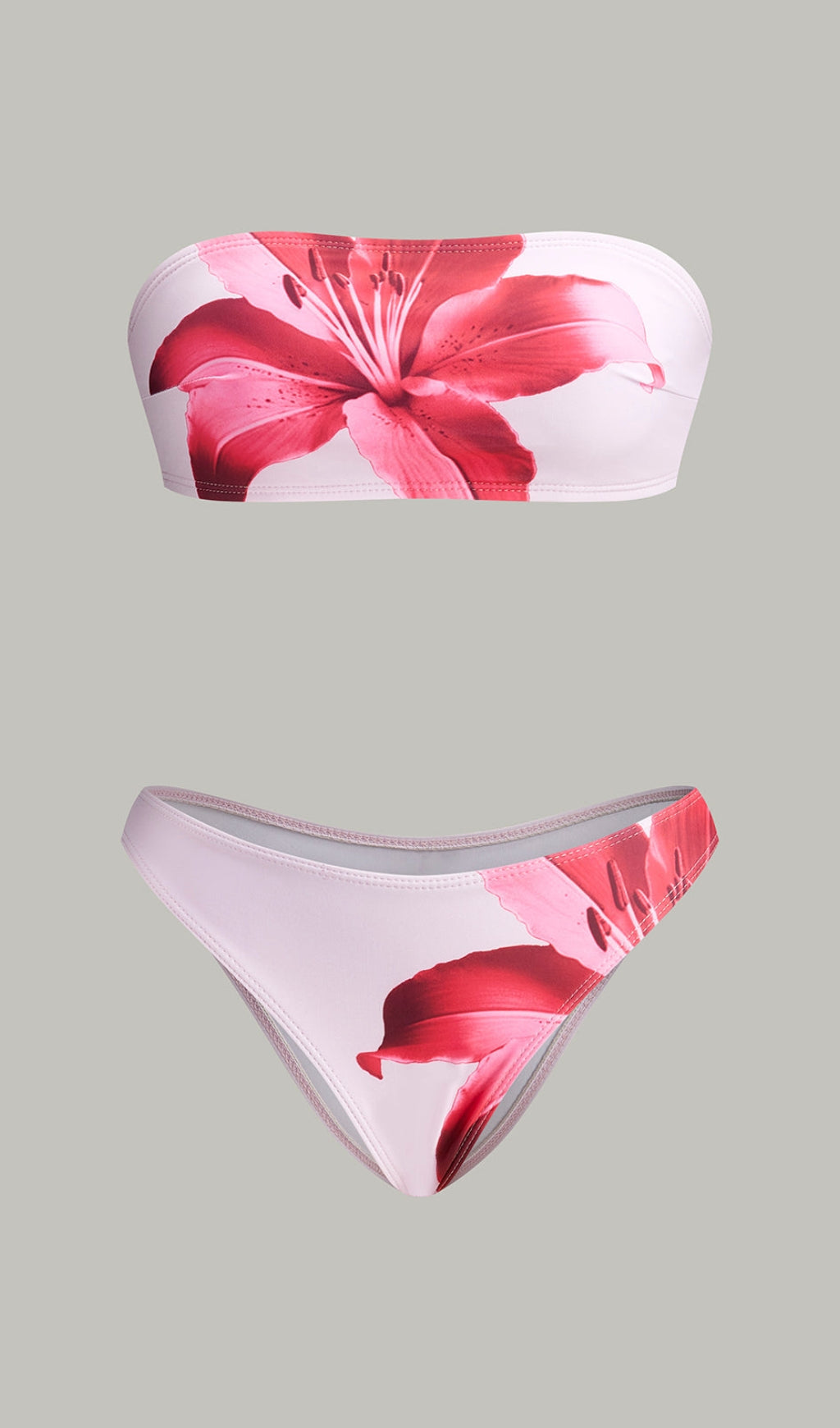Floral Printed Bikini Bandeau and Chic Pareo Skirt