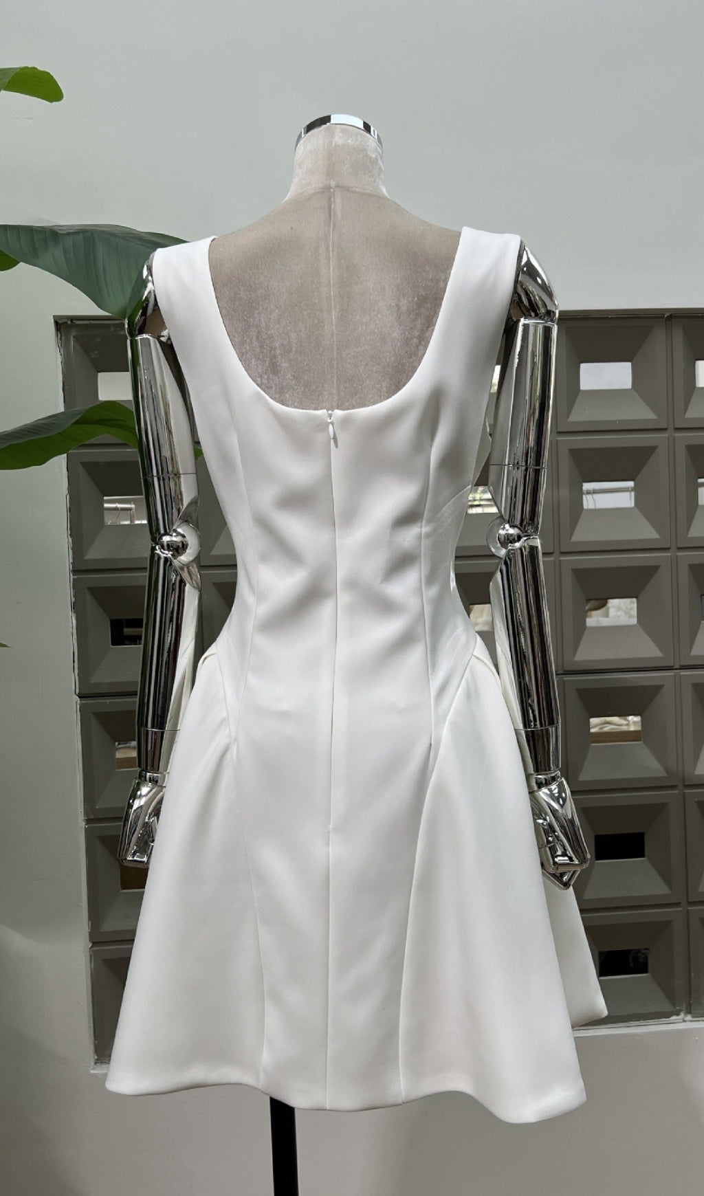 3d flower Pleated Sleeveless Mini Dress