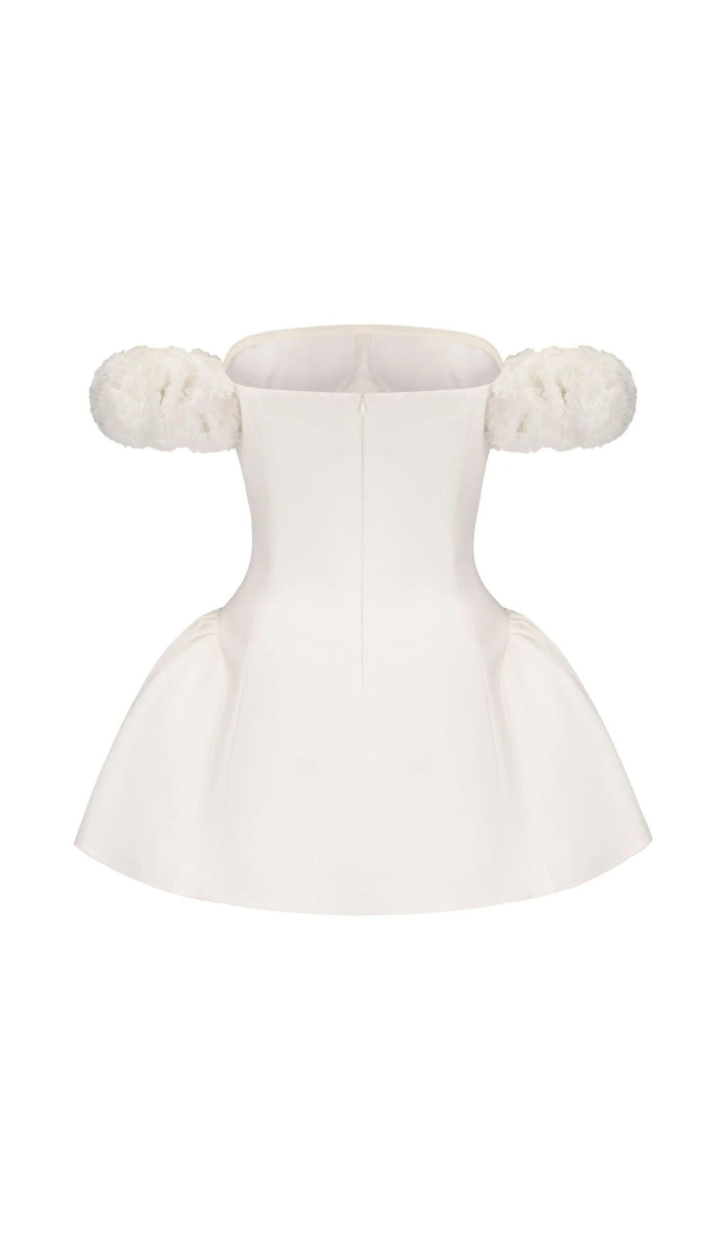 sherry Flower strapless puffy mini dress in white